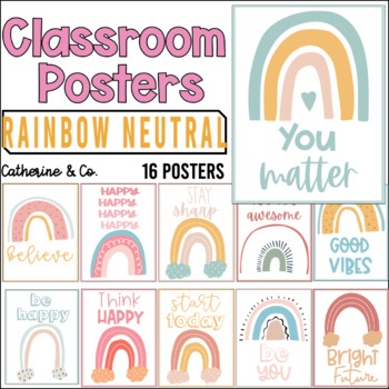 Inspirational Classroom Poster Rainbow Neutral